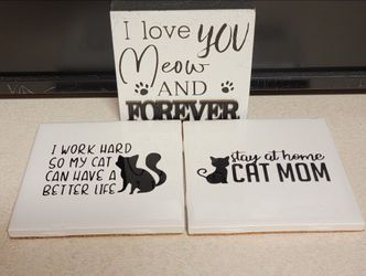 Cat Lover Decor Bundle – 1 Sign & 2 Coasters
