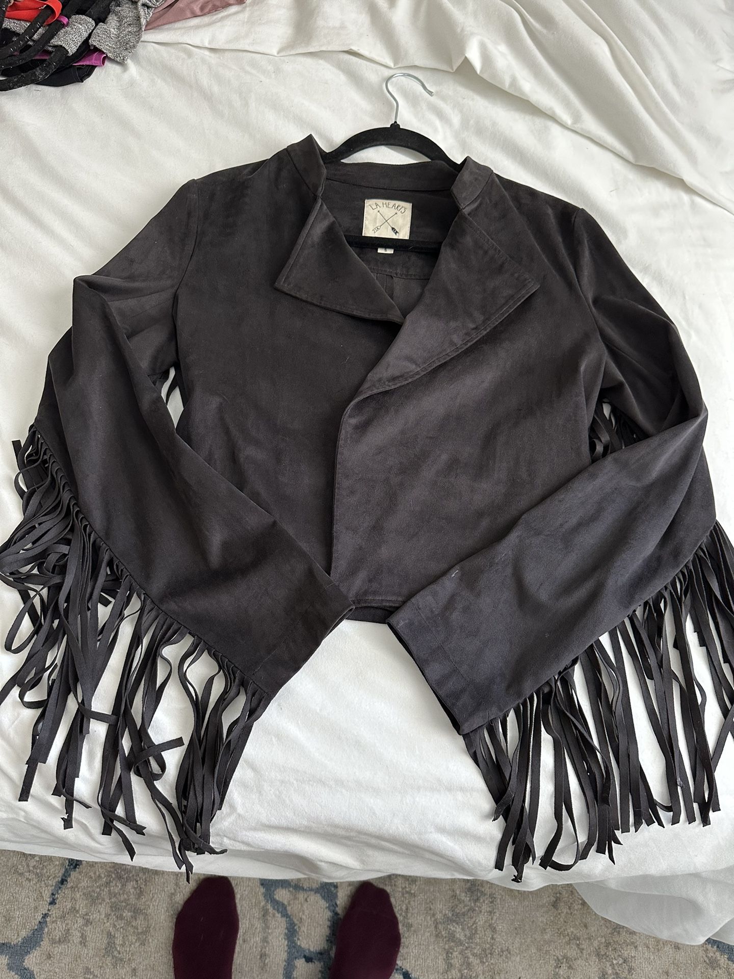 Black Suede Fringe Jacket 