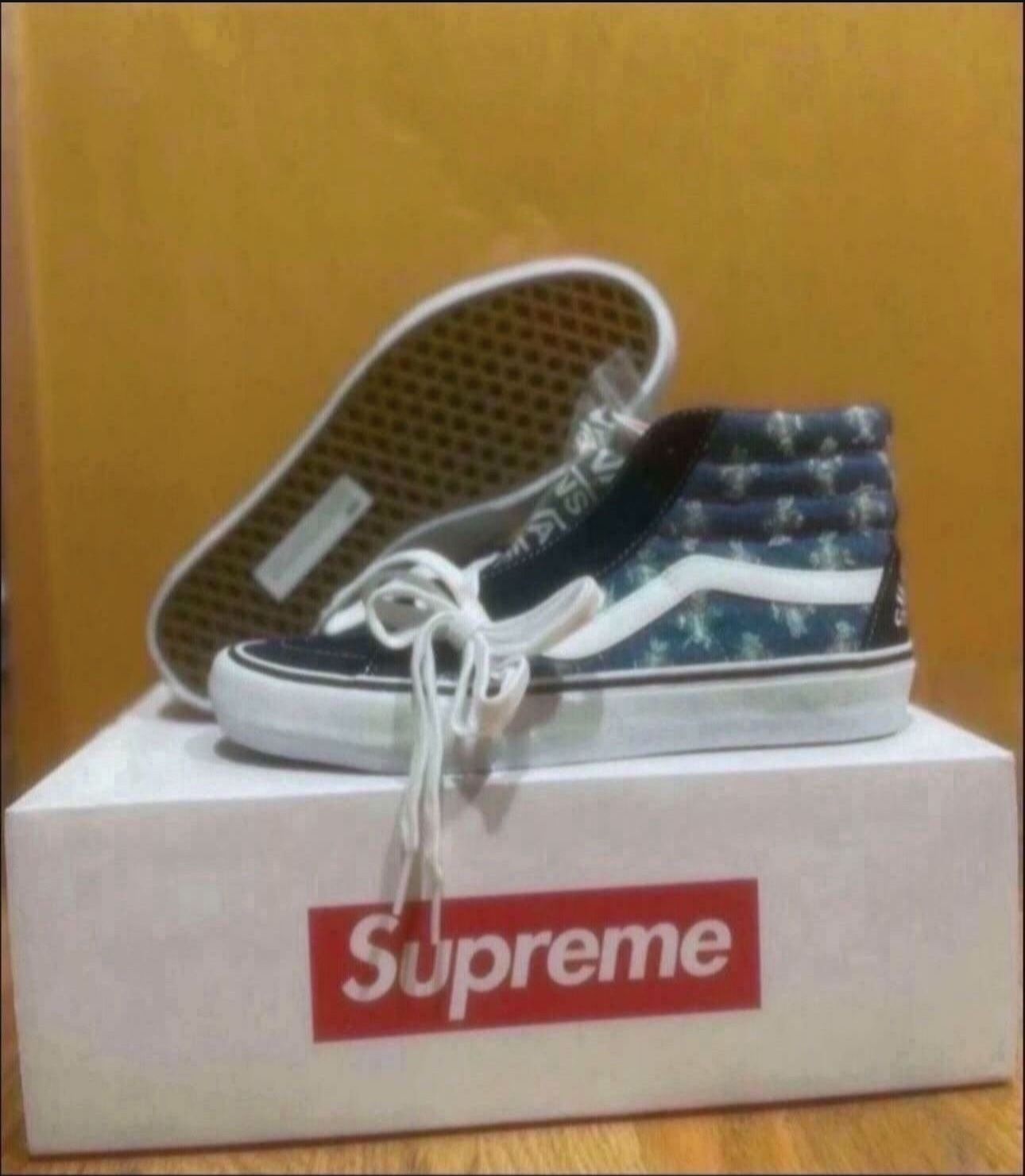 Vans Sk8-Hi Reissue Pr Supreme Hole Punch Denim Blue Size 9 Brand New