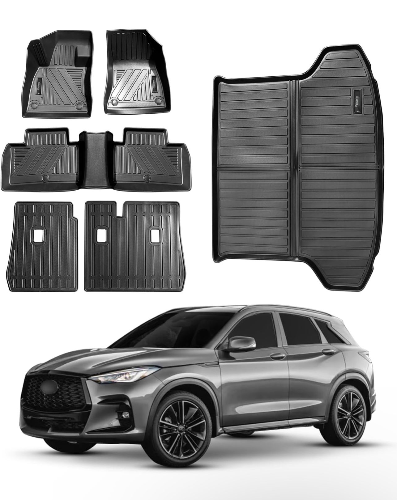 Vanseno Floor Mats & Backrest Mat & Cargo Liner Compatible for 2023-2025 Infiniti QX50 Trunk Mat All
