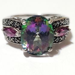 Mystic Topaz Sterling Silver Ring 