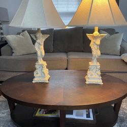 Lovely Pair Of Cherub Angel Lamps