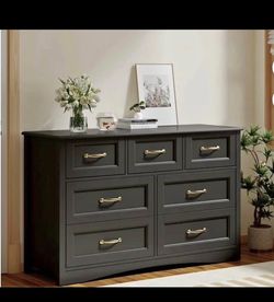 New in its box Black 7 Drawer Dresser with Metal Handles & Smooth Rails, Anti-Tipping Design, Modern Storage Chest for Bedroom