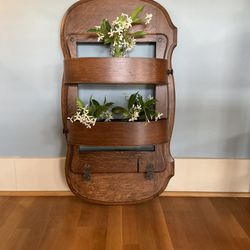 Oak Shelf Made From Antique Sewing Machine Cabinet Parts