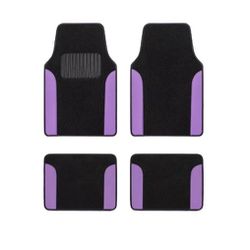 NWT-BDK Carpet Floor Mats Car Truck SUV, PURPLE Two-Tone Design with PU Leather