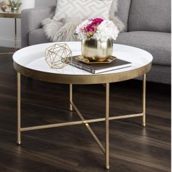 Kate and Laurel Celia Modern Glam Round Metal Coffee Table
