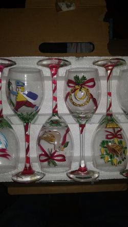 The Twelve days of Christmas hand painted Goblets