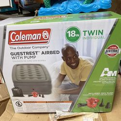 Coleman GuestRest Double High Air Mattress With External Pump Twin Size - Grey (READ DESCRIPTION)