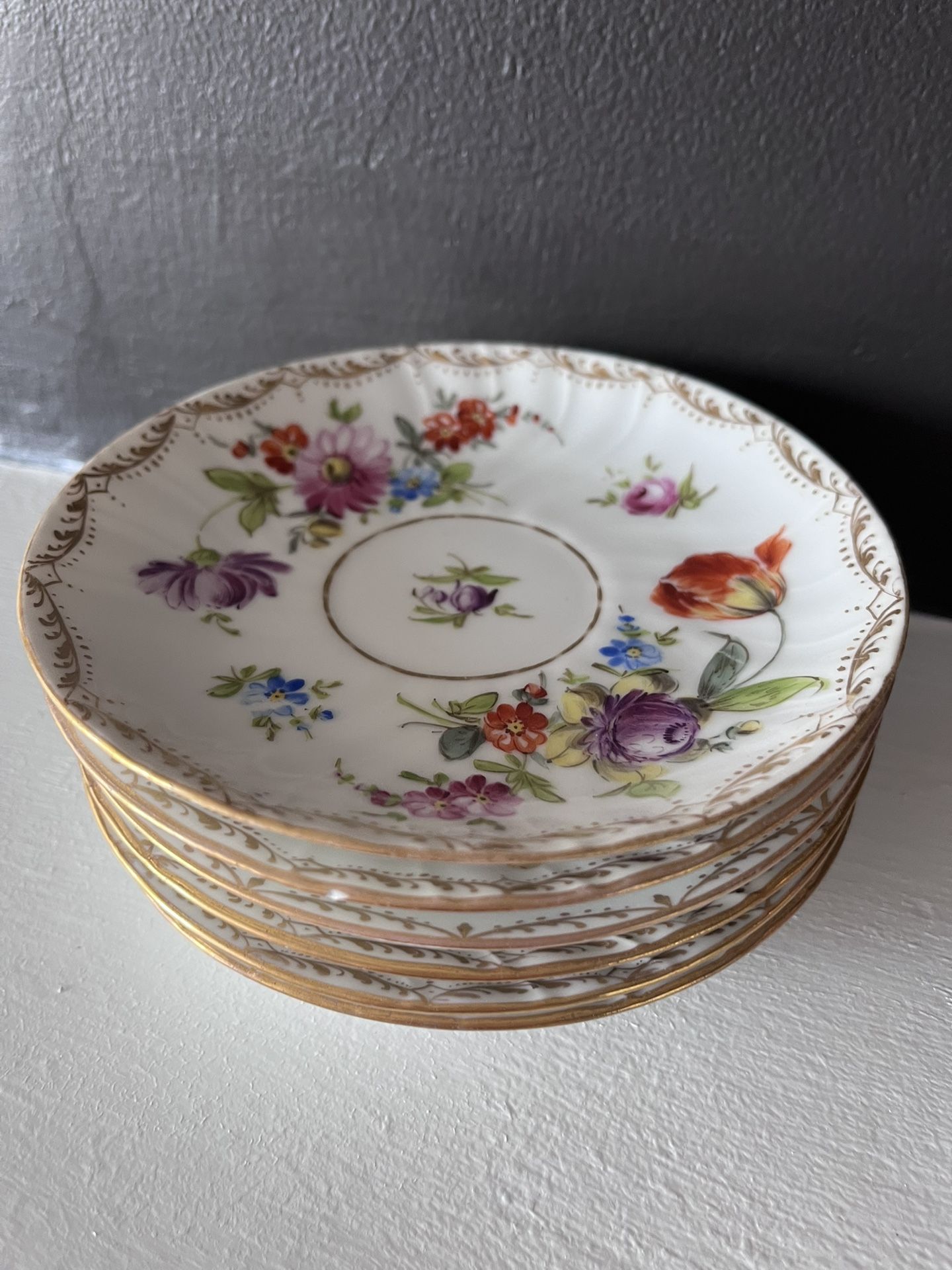 8 Dresden German Bouillion Cups and Saucers