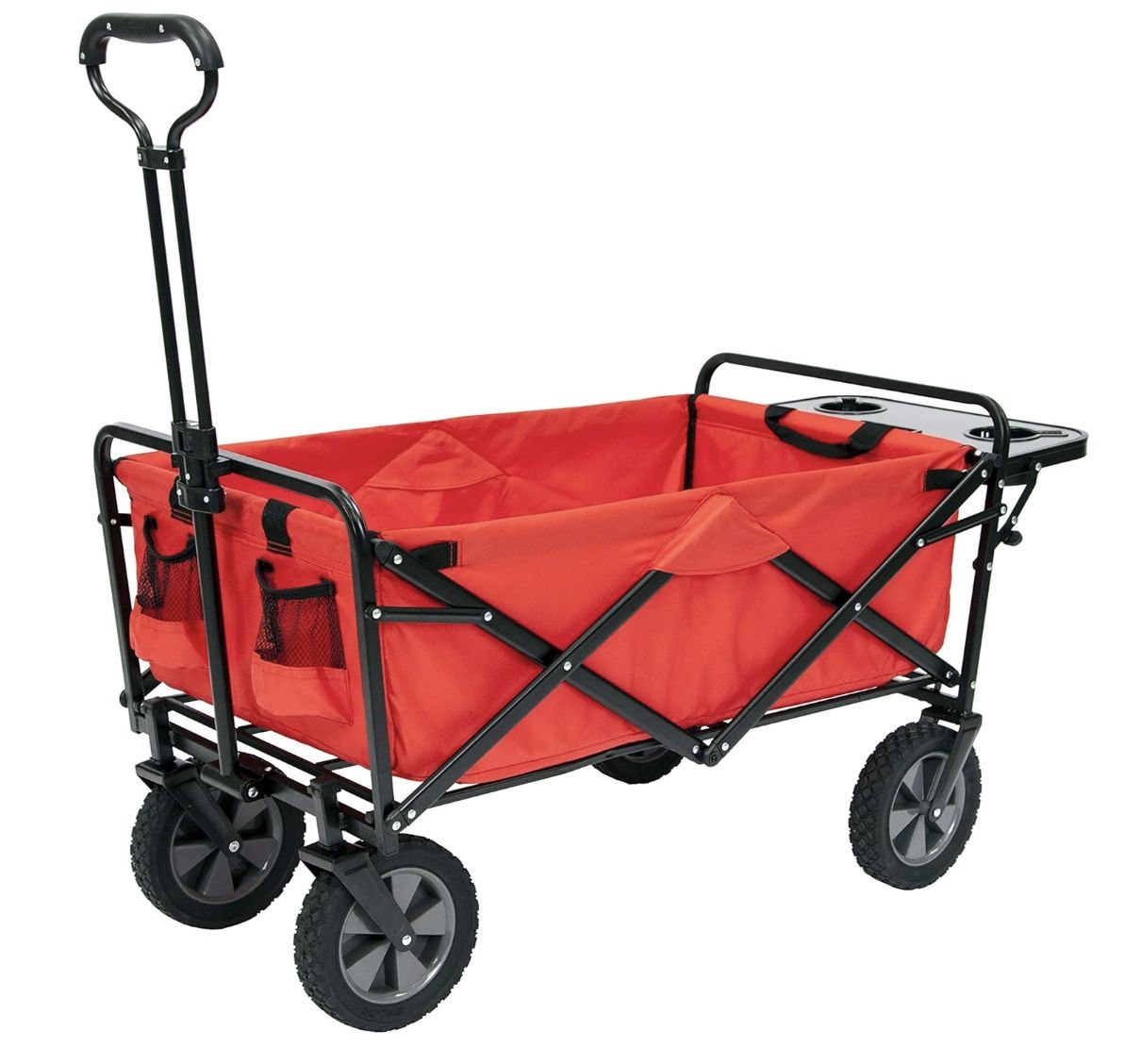 Mac Sports Collapsible Folding Outdoor Utility Wagon with Side Table