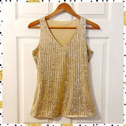 ✨ Gold Sequin Party/Holiday Top - Size S