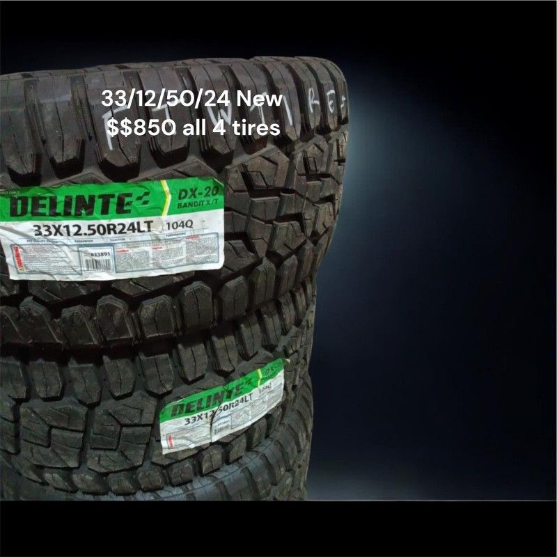  33/12.50/24. New $850 All 4 Tires 