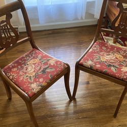 Antique Chairs With Unique Harp Back Design And pillows