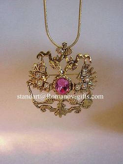 Faberge Coat of Arms Kunzite Crystal Necklace