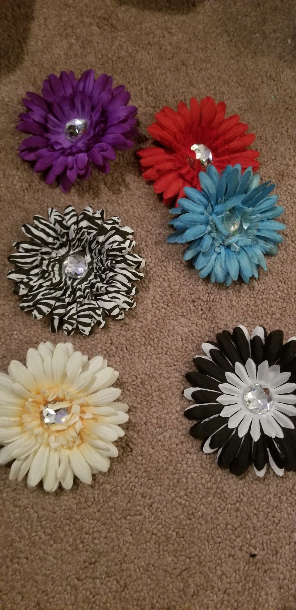 6 flower hair clips