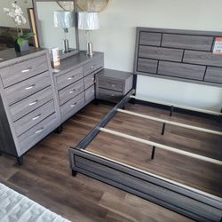 New Queen Bedroom set In Grey (Tall Chest Proced Separately)