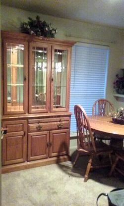 Solid oak dining room set with hutch