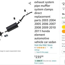 2006-2011 Honda Element exhaust system