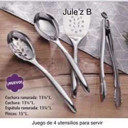 Princess House. Juego De 4 Utensilios Para Servir Nuevos En Su Caja 