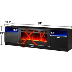 NIB 80" Black TV Stand  NO fireplace insert .