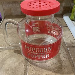 Flameware Popcorn Popper 2.5 QT Microwavable Glass Popcorn w/Microwave Lid