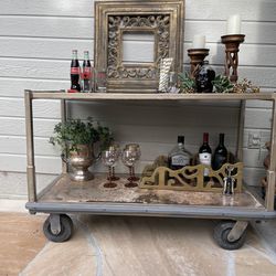 Rustic Industrial Cart / Bar/coffee/plant Station