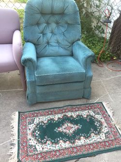 Recliner/rocker and rug