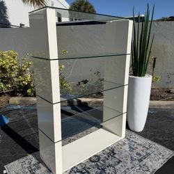 Beautiful White Modern Glass Bookshelf China Cabinet Wall Decor Shelving Modern Contemporary Read*