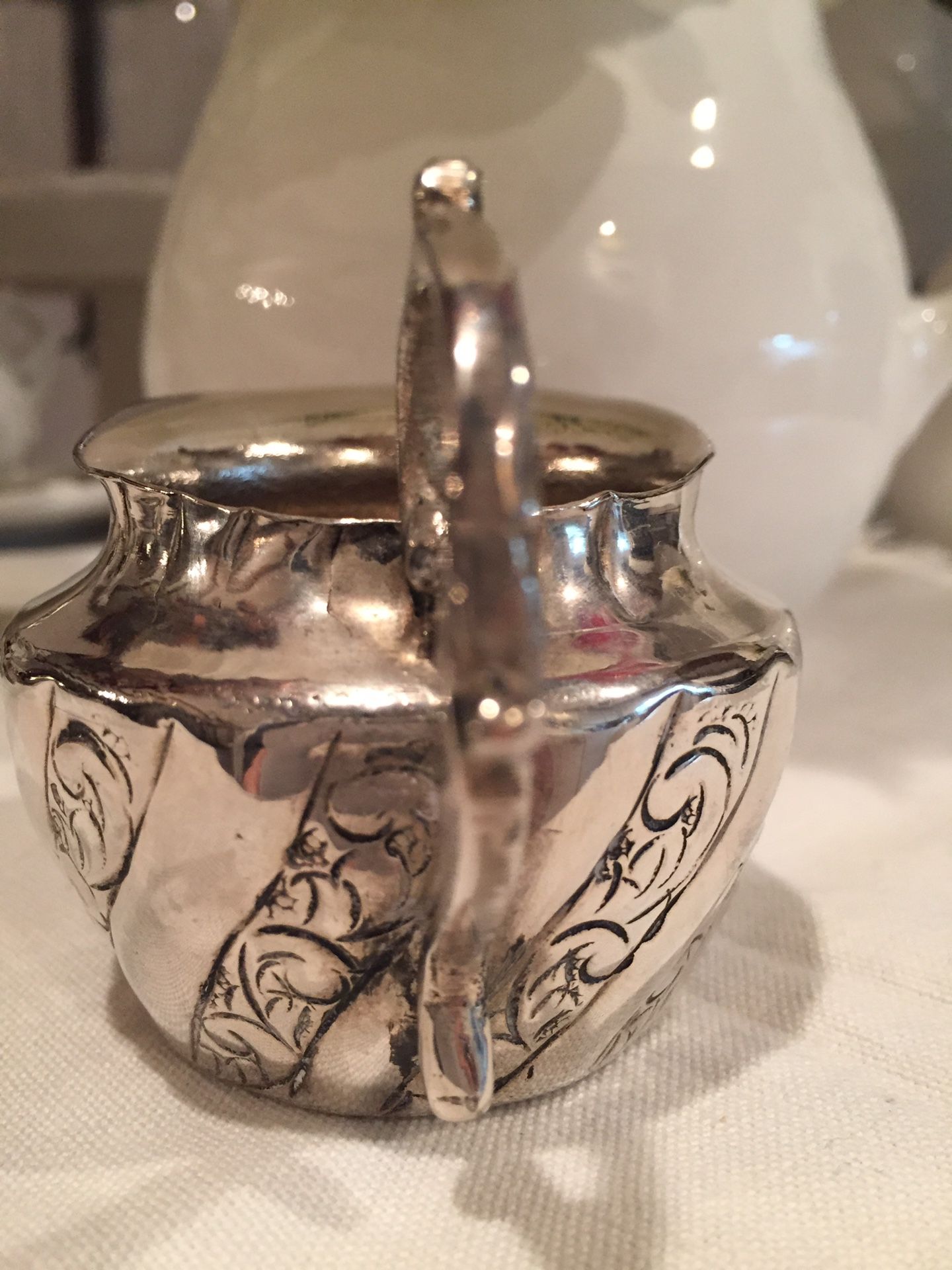 Vintage Silverplate 3 Fancy Designed Creamers Pitchers and 1 Sugar Bowl