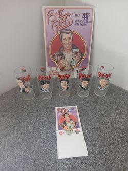 Vintage Happy Days Counter Top & Tabletop Advertisements & Complete Set of 5 Drinkware