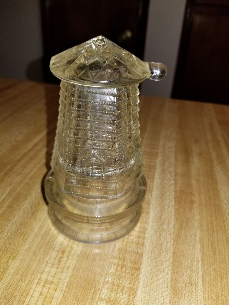 Vintage Lighthouse Glass Candy Decanter
