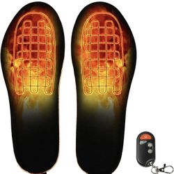Heated Insoles with Remote Control Rechargeable Eletric Heated Shoes Boots Inserts for Women Men Wireless Foot Warmer for Hunting Hiking Camping（Black