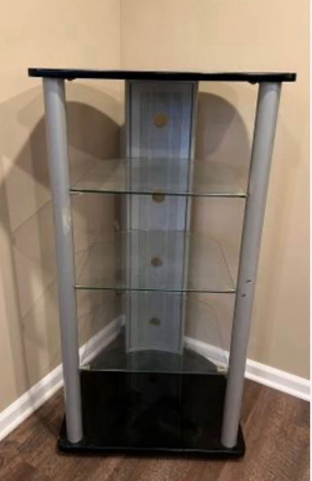 Glass & Metal Corner TV Stand / Display Shelf