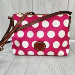 Dooney & Bourke Hot Pink with White Polka Dot Crossbody Bag