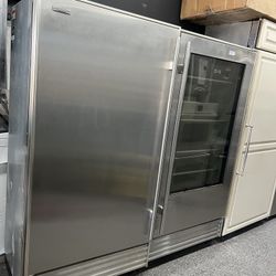 Sub-Zero Stainless Upright 72” Column Set Fridge Freezer Glass Door