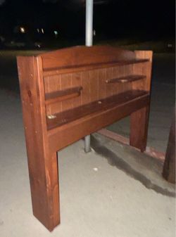 Free Wooden Headboard with Built-In Shelves