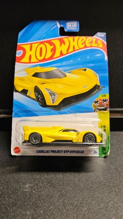 Hot Wheels Yellow Cadillac Project GTP Hypercar HW Exotics  package slightly damaged in storage