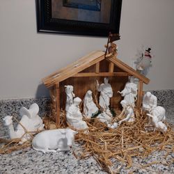 Lenox White Nativity with Creche