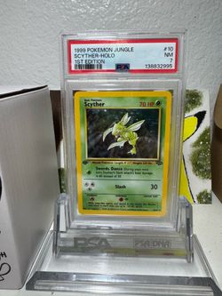 1999 POKEMON JUNGLE 1ST EDITION #10 SCYTHER-HOLO PSA 7