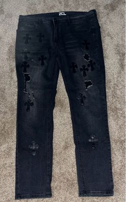 Black Cross Denim Jeans