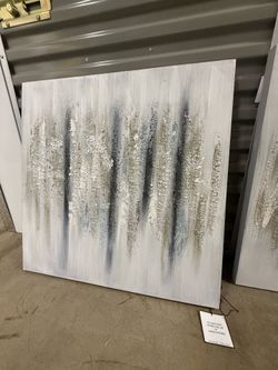Set of 2 Abstract Textured Canvas Wall Art – Martin Edwards | Neutral Metallic Modern Decor