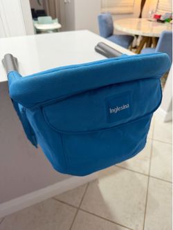 Inglesina Fast Table Chair – Blue Portable Hook-On Baby High Chair (Used)