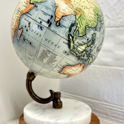 Decorative Marble On Wood Miniature Globe 