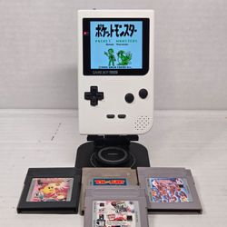 Nintendo Game Boy Pocket White IPS Backlit Color Screen Mod w/ 5 Games Pokemon Green