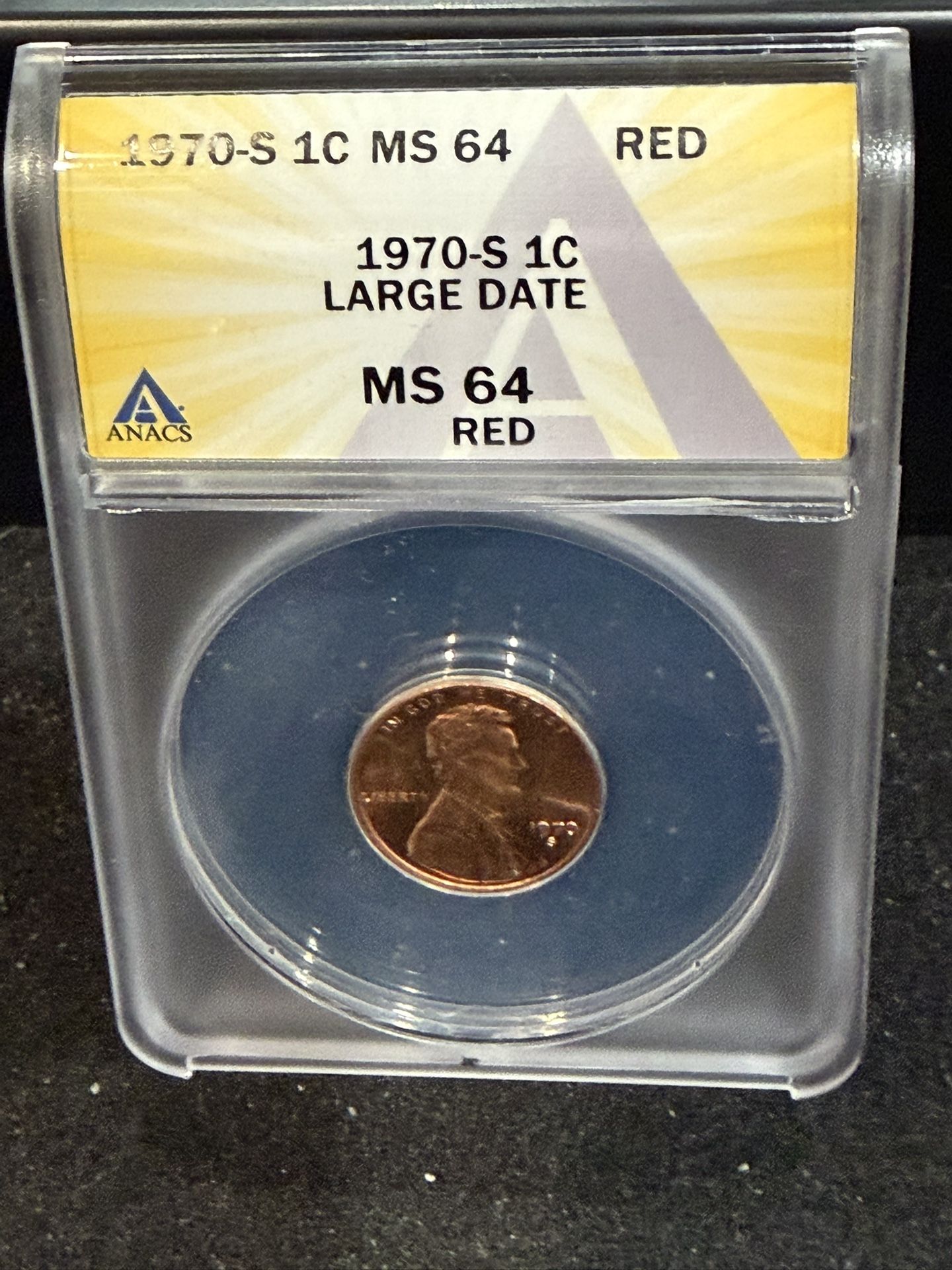 1970 S Brilliant Uncirculated Lincoln Large Date Penny Graded At MS64 6-19 