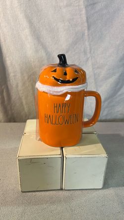 Rae Dunn Happy Halloween Pumpkin Mug with Lid