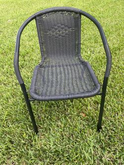 Resin Wicker Patio Dining Chair – Metal Outdoor Arm Chair (1)