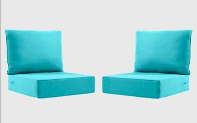 Carolina 4-Piece Outdoor Patio Cushion Set 24" x 24" x 6" – Turquoise Olefin