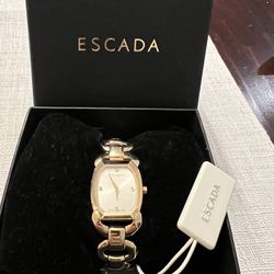 Escada Charlene Gold Tone Diamond MarkSwiss Made Watch Elegant