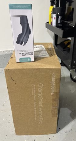 BRAND NEW CHARGEPOINT-CAR BATTERY CHARGER! 2 ITEMS!! with adapter it can charge non teslas too!! Payed $800 for both items  accepting offers !!